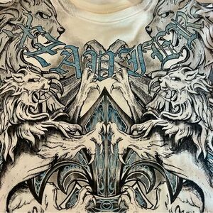 Xzavier Vintage Metallic Lion Design two sided Short sleeve tee.